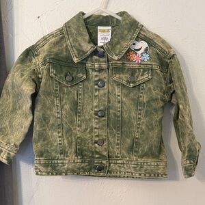 Snoopy Peanuts Green Jean Jacket with Floral Design